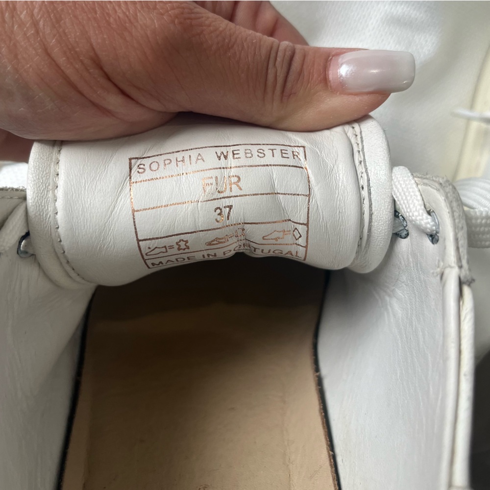 Sophia Webster Bibi Butterfly Low-Top Leather Sneakers, White Size EUR 37 - Picture 5 of 6
